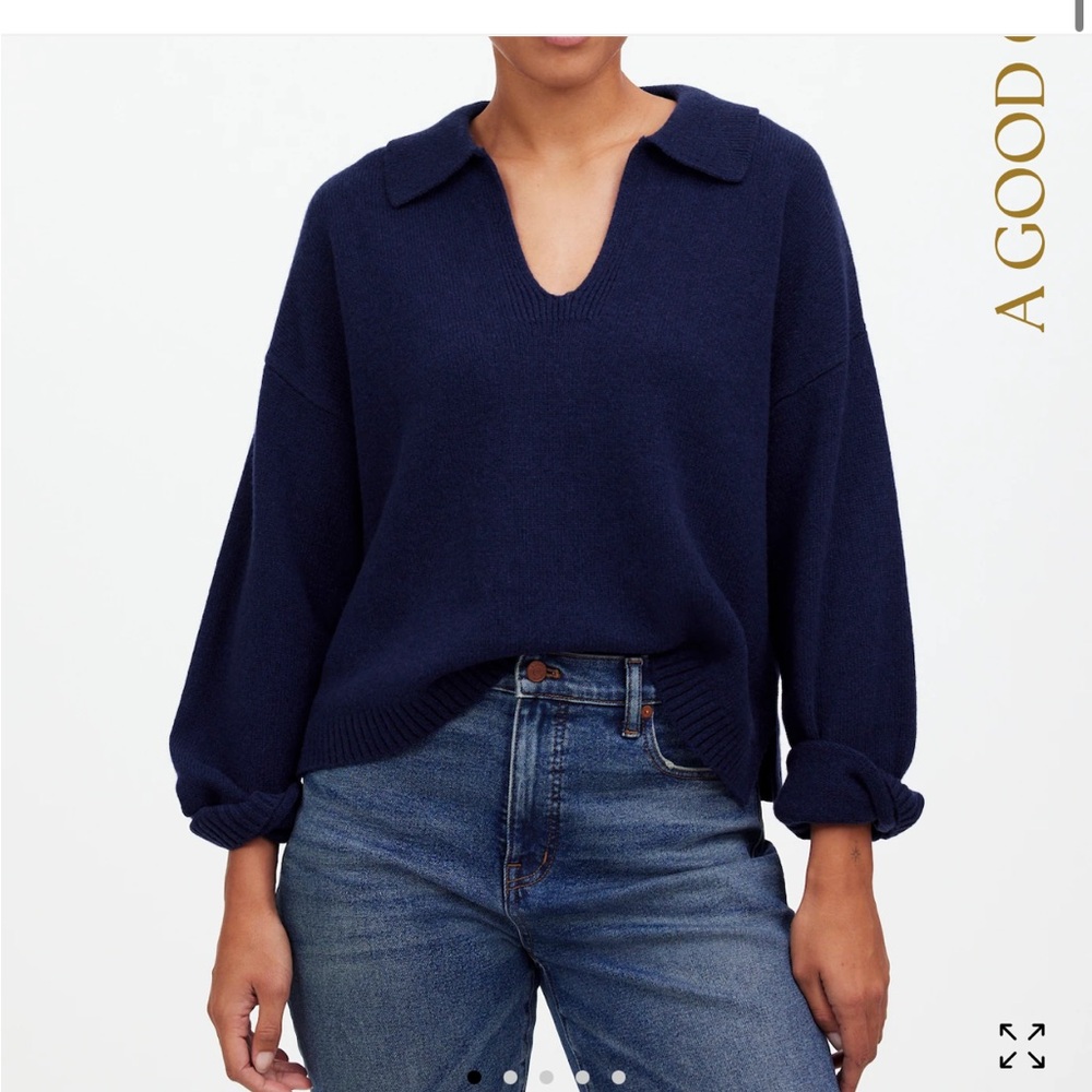 Cashmere-Wool Blend Polo Sweater